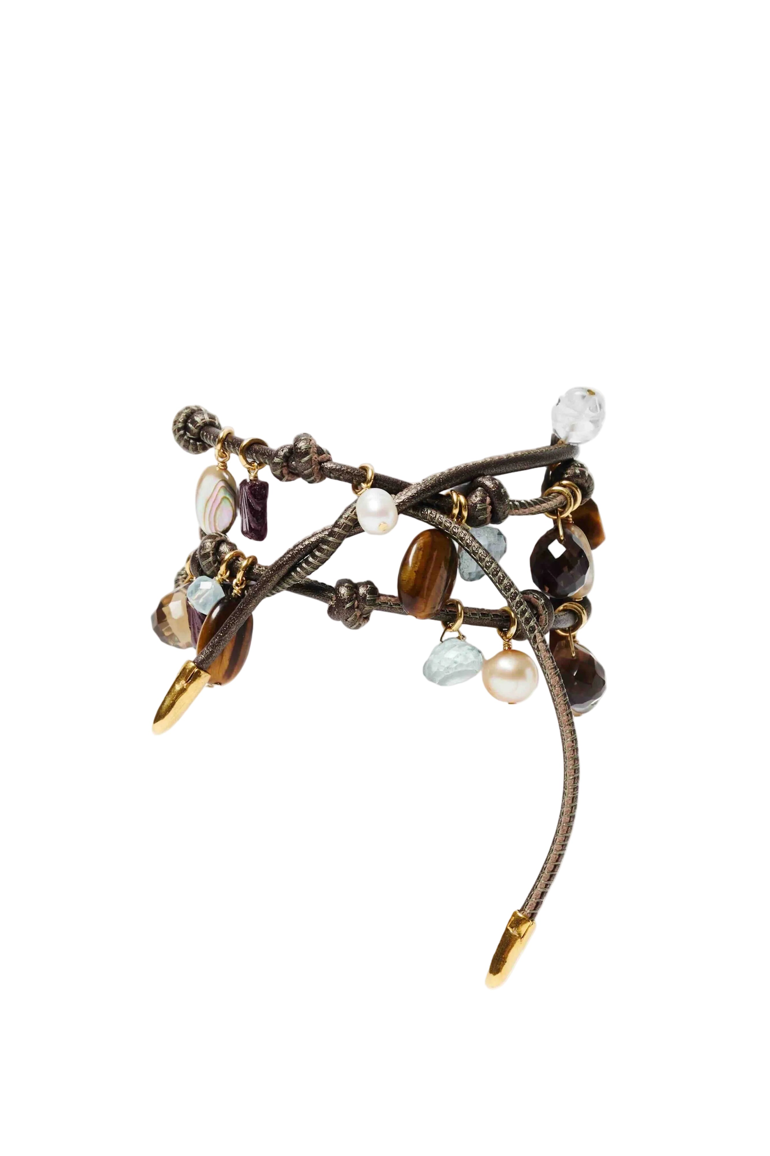 Chan Luu-Lea Leather Three Wrap Bracelet-Bracelets-Blue Ruby Jewellery-Vancouver Canada