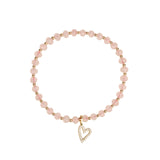 Cause We Care-Heart Charm Beaded Bracelet-Bracelets-14k Gold Filled, 14k Gold Vermeil, Rose Quartz-Blue Ruby Jewellery-Vancouver Canada