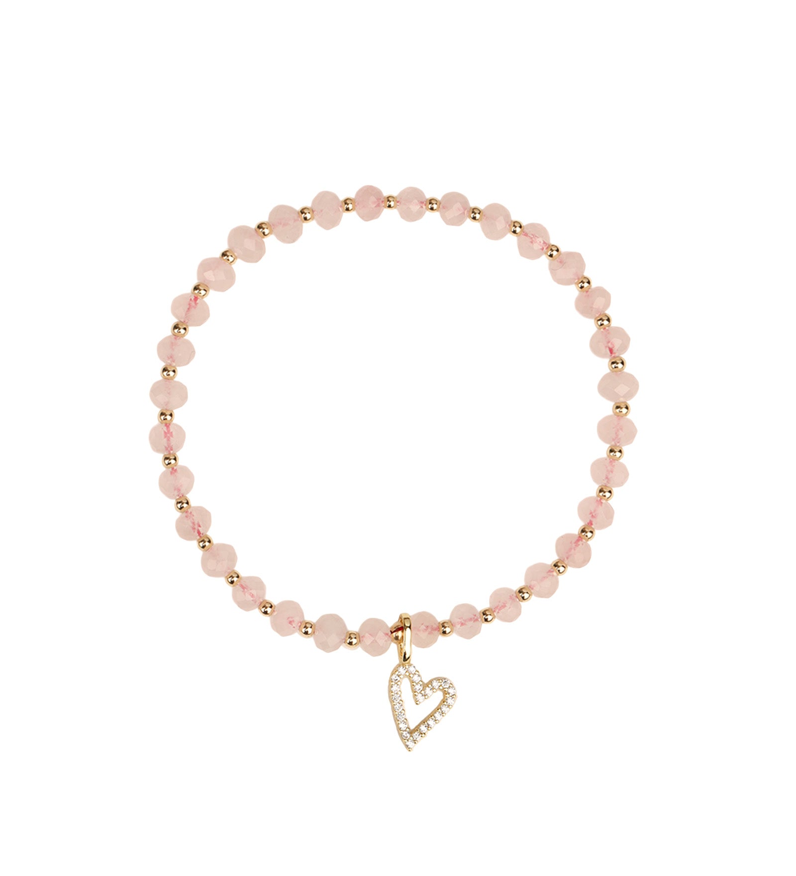 Cause We Care-Heart Charm Beaded Bracelet-Bracelets-14k Gold Filled, 14k Gold Vermeil, Rose Quartz-Blue Ruby Jewellery-Vancouver Canada