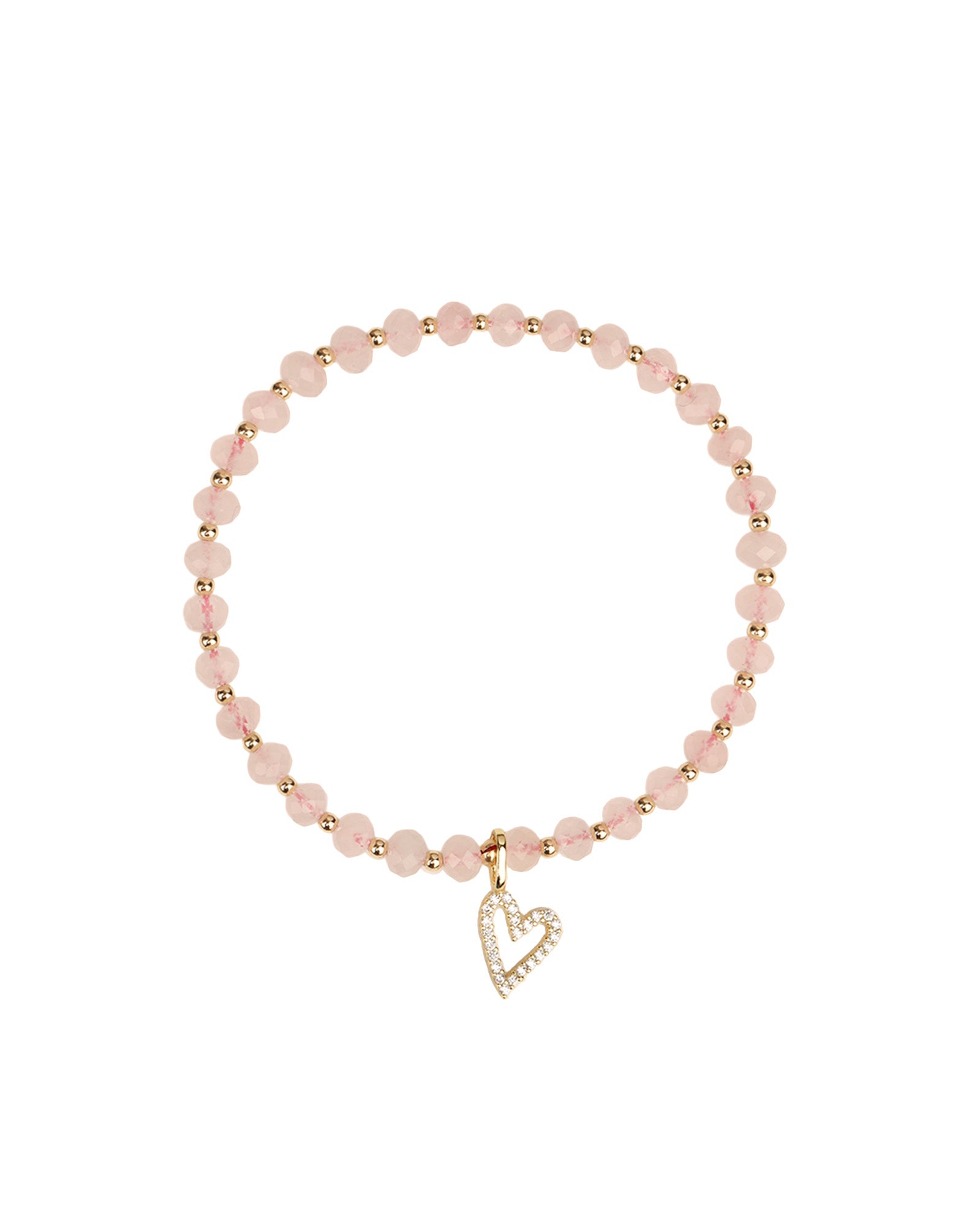 Cause We Care-Heart Charm Beaded Bracelet-Bracelets-14k Gold Filled, 14k Gold Vermeil, Rose Quartz-Blue Ruby Jewellery-Vancouver Canada
