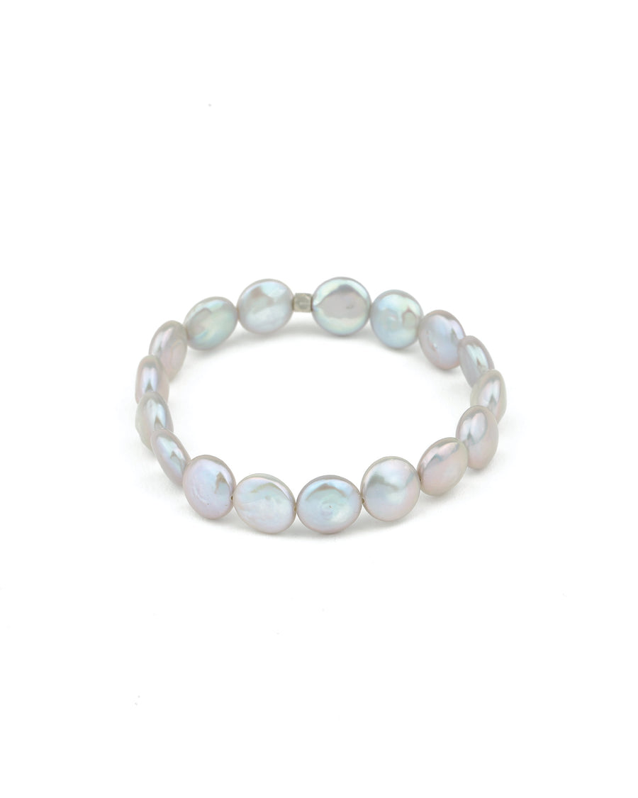 Cause We Care-Coin Pearl Bracelet | 10mm-Bracelets-Sterling Silver, Grey Pearl-Blue Ruby Jewellery-Vancouver Canada
