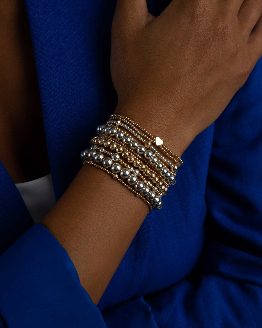 Cause We Care-Beaded 2 Row Heart Bracelet | 2mm-Bracelets-14k Gold Filled, 14k Gold Vermeil-Blue Ruby Jewellery-Vancouver Canada