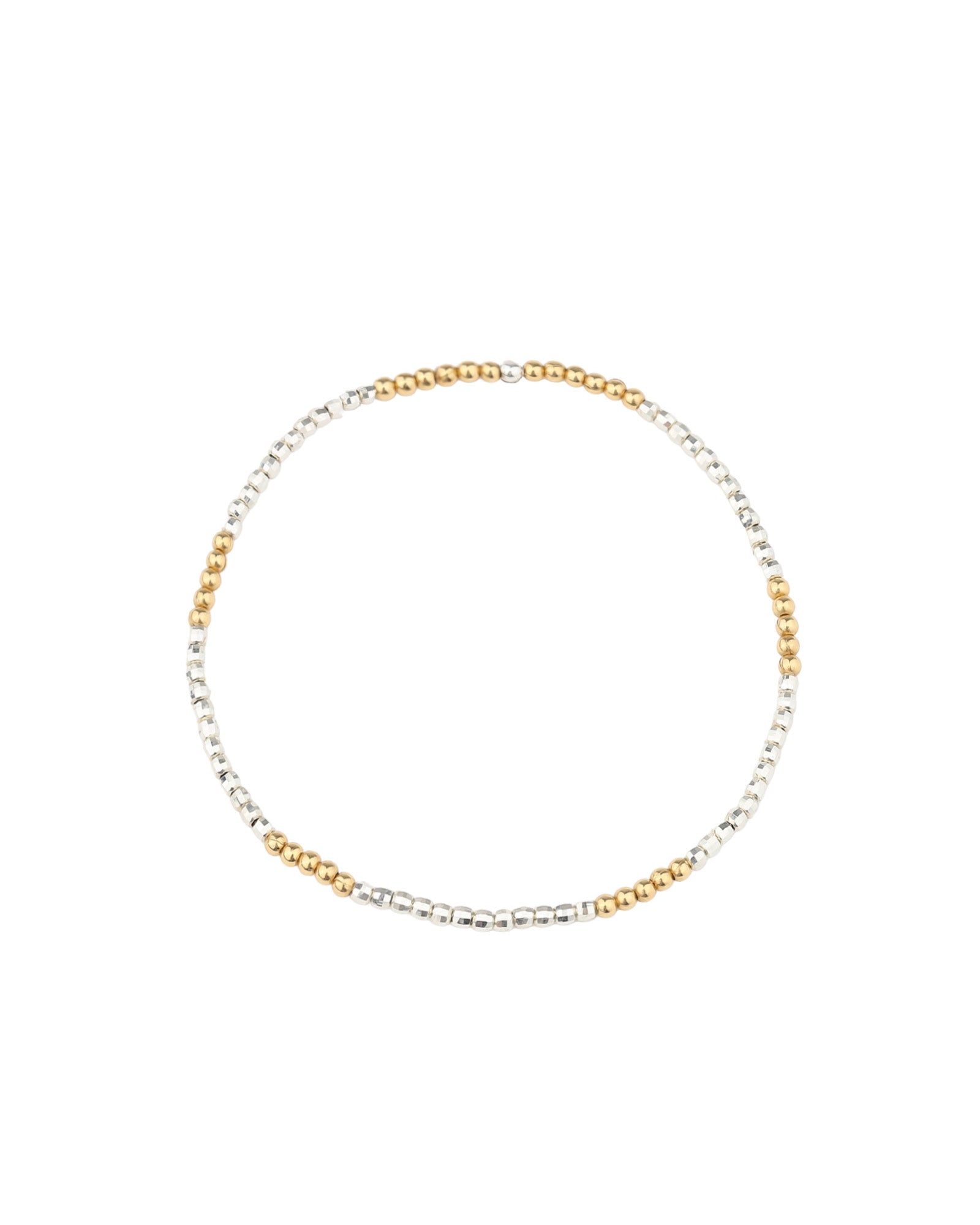 Cause We Care-Two-Tone Beaded Bracelet | 2mm-Bracelets-Sterling Silver, 14k Gold Filled-Blue Ruby Jewellery-Vancouver Canada