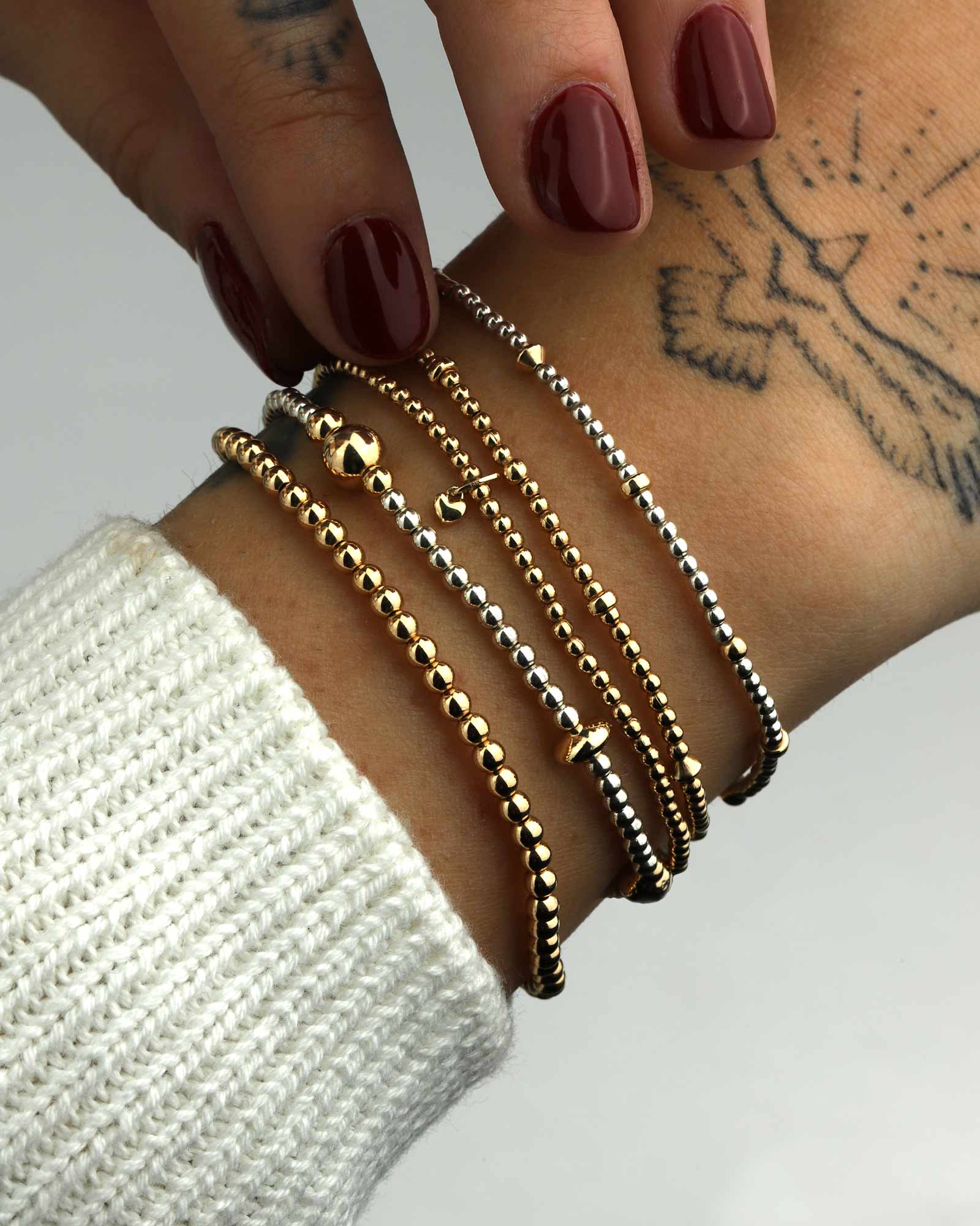 Cause We Care 2 Tone Mixed Beaded Bracelet| 2.5mm | Blue Ruby Jewellery ...