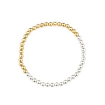 Cause We Care-Beaded 2 Tone Split Bracelet | 4mm-Bracelets-14k Gold Filled, Sterling Silver-Blue Ruby Jewellery-Vancouver Canada