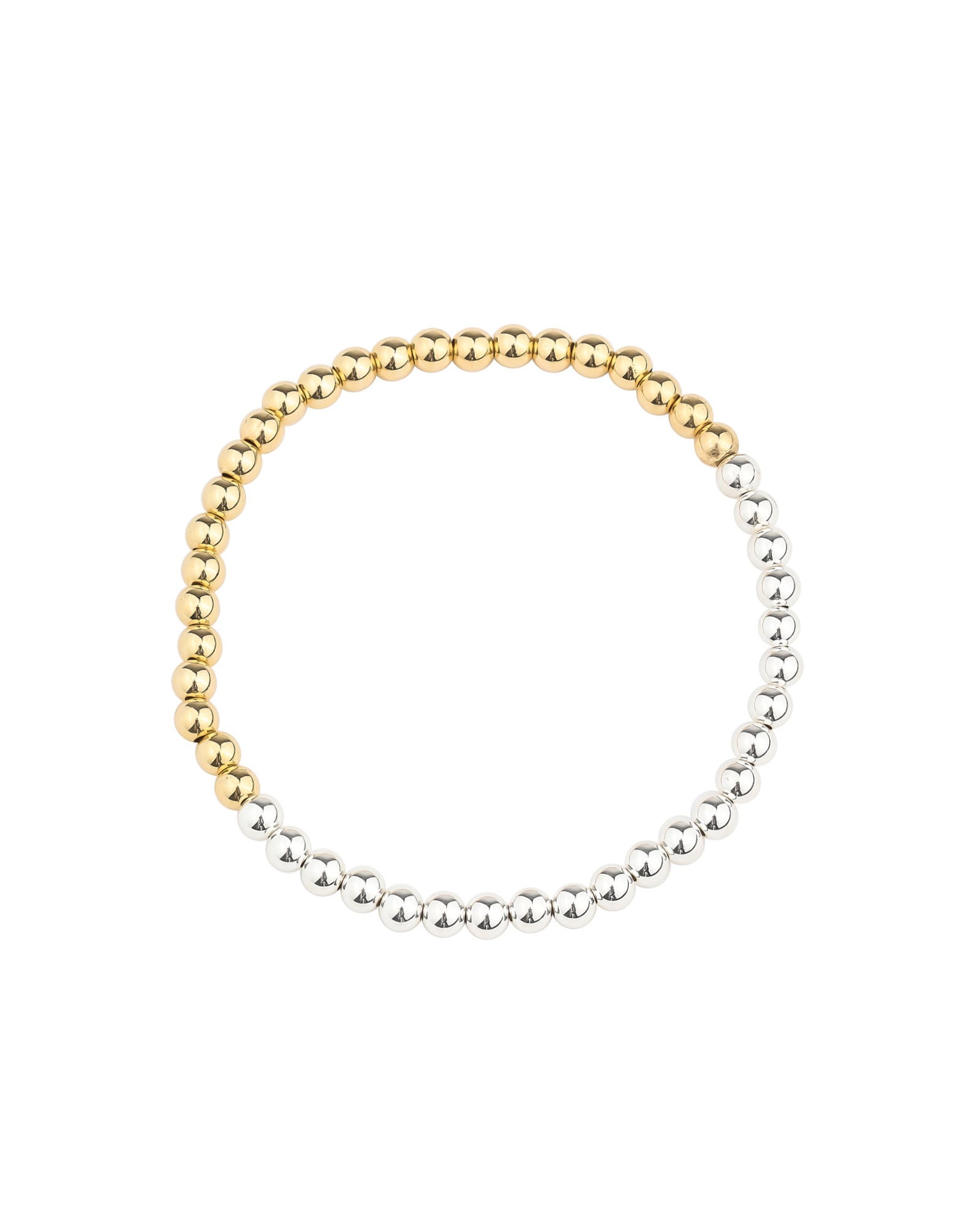 Cause We Care-Beaded 2 Tone Split Bracelet | 4mm-Bracelets-14k Gold Filled, Sterling Silver-Blue Ruby Jewellery-Vancouver Canada