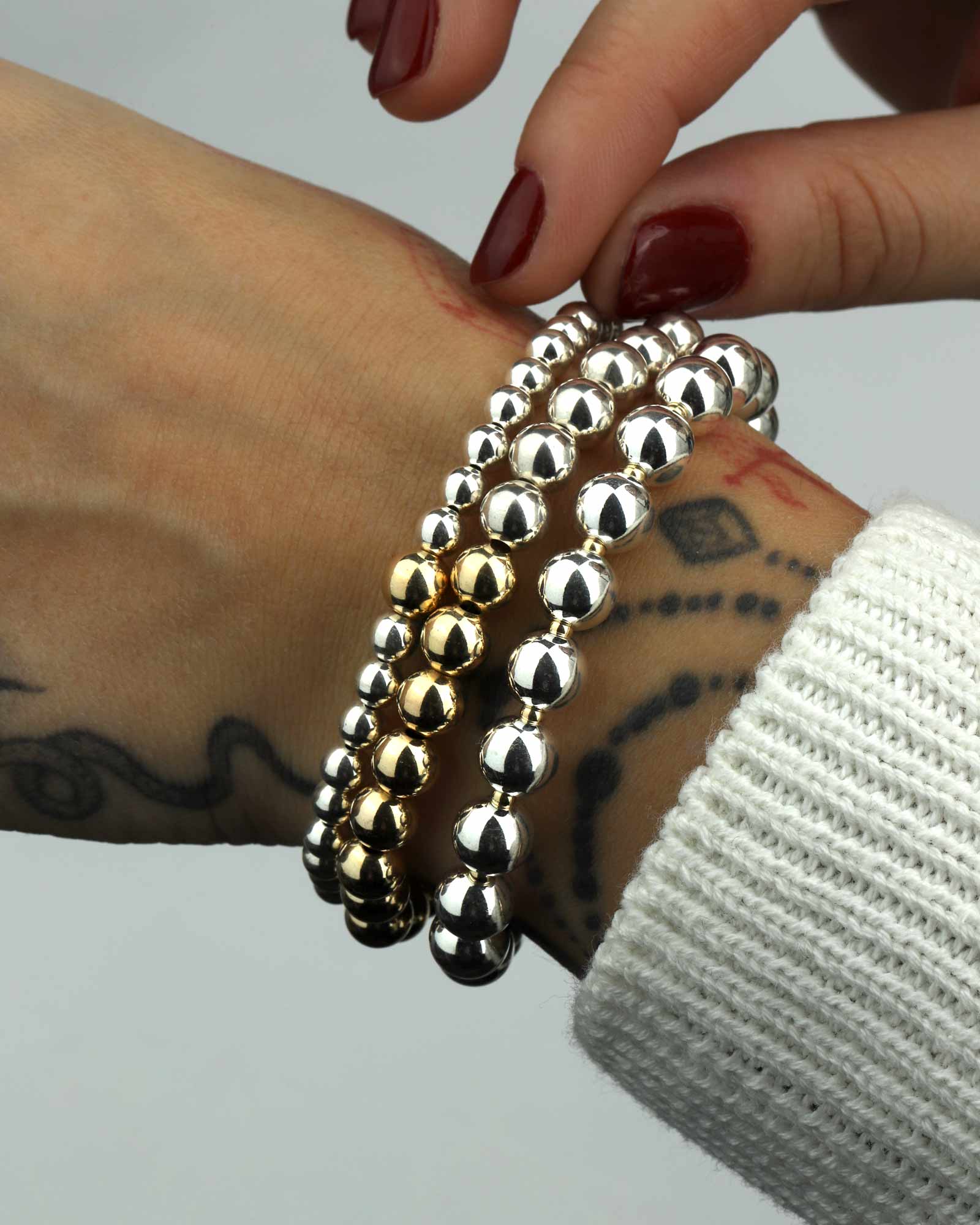 Cause We Care Beaded 2 Tone Split Bracelet | 6mm | Blue Ruby Jewellery ...