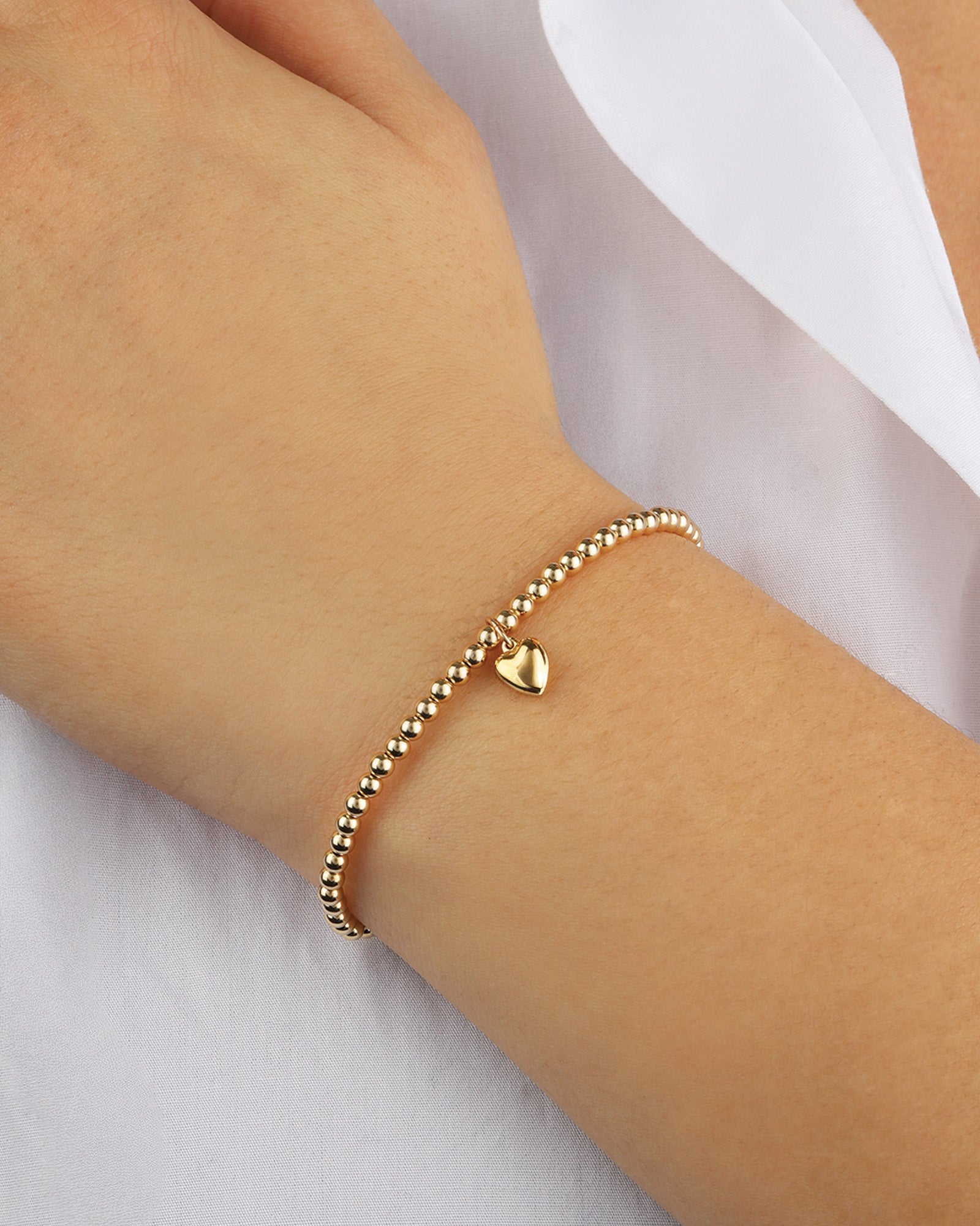 Cause We Care-Heart Drop Beaded Bracelet | 3mm-Bracelets-Blue Ruby Jewellery-Vancouver Canada