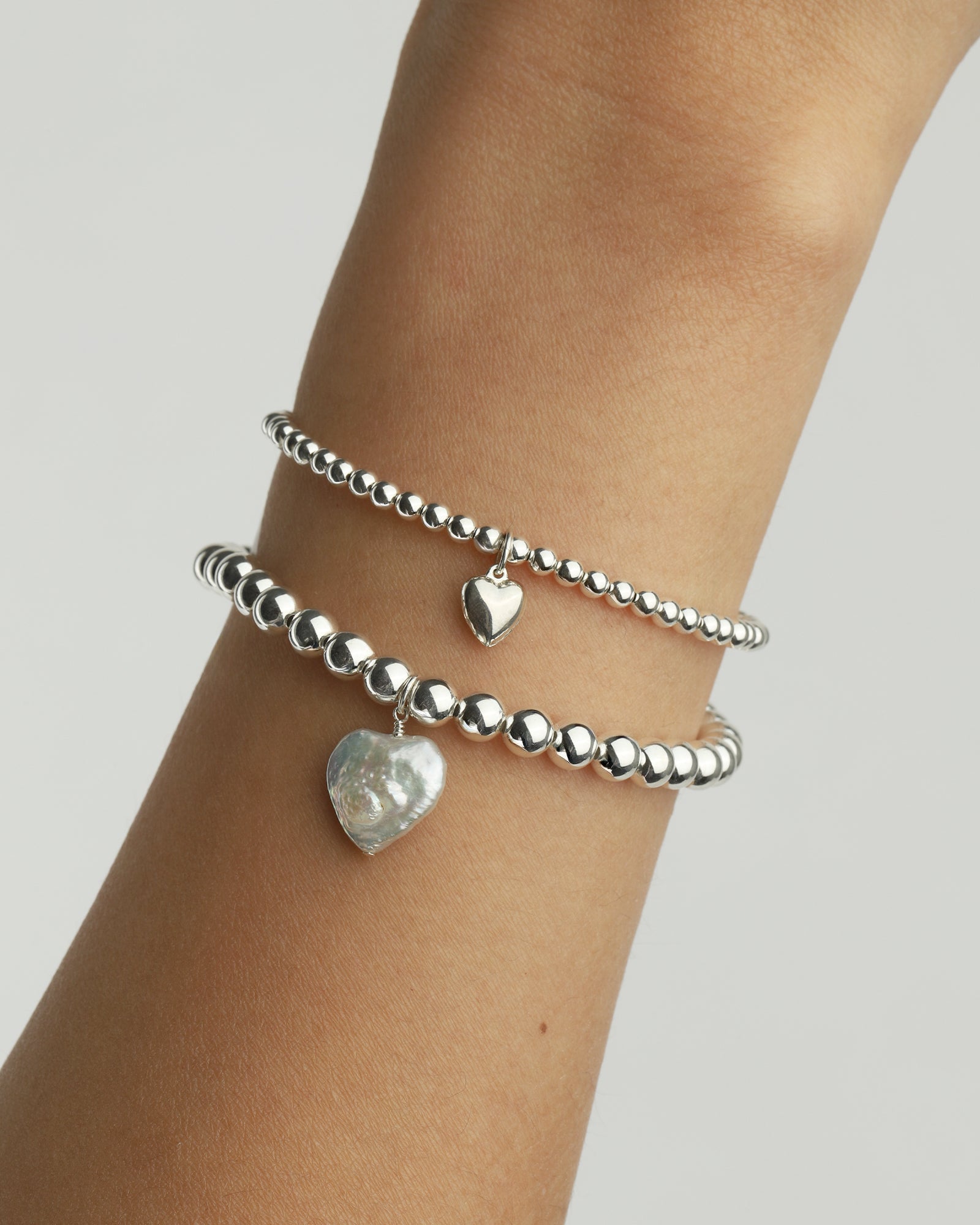Cause We Care Heart Drop Beaded Bracelet | 3mm Sterling Silver | Blue ...