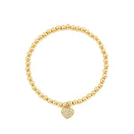 Cause We Care-Pavé Heart Beaded Bracelet | 4mm-Bracelets-14k Gold Filled, Cubic Zirconia-Blue Ruby Jewellery-Vancouver Canada