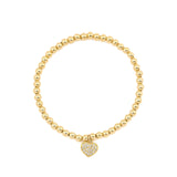 Cause We Care-Pavé Heart Beaded Bracelet | 4mm-Bracelets-14k Gold Filled, Cubic Zirconia-Blue Ruby Jewellery-Vancouver Canada