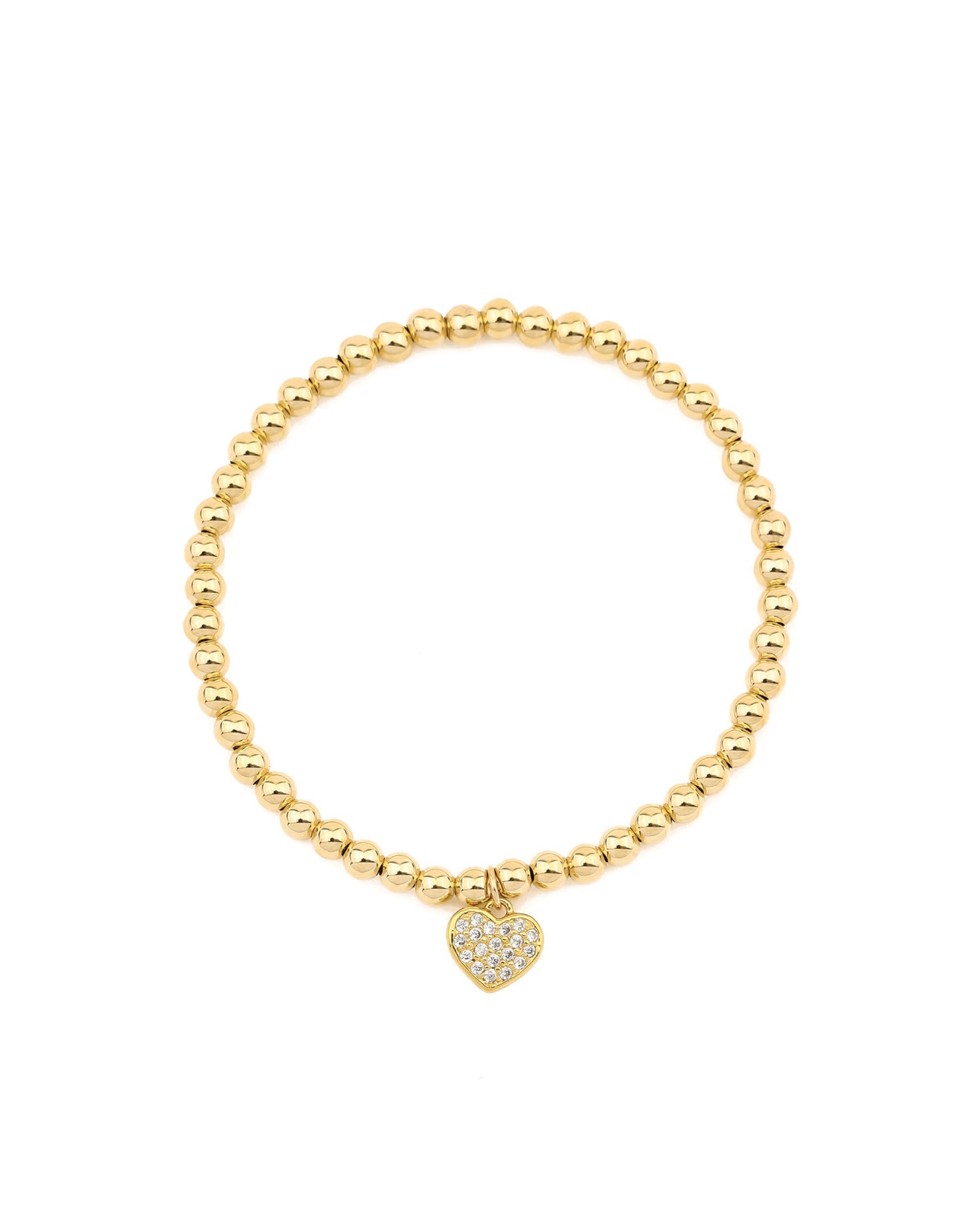Cause We Care Pavé Heart Beaded Bracelet | 4mm 14k Gold Filled, Cubic ...