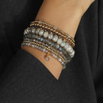 Cause We Care-Crystal 6 Rondelle Bracelet | 3mm-Bracelets-14k Gold Filled, Grey Crystal-Blue Ruby Jewellery-Vancouver Canada