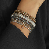 Cause We Care-Crystal 6 Rondelle Bracelet | 3mm-Bracelets-14k Gold Filled, Grey Crystal-Blue Ruby Jewellery-Vancouver Canada