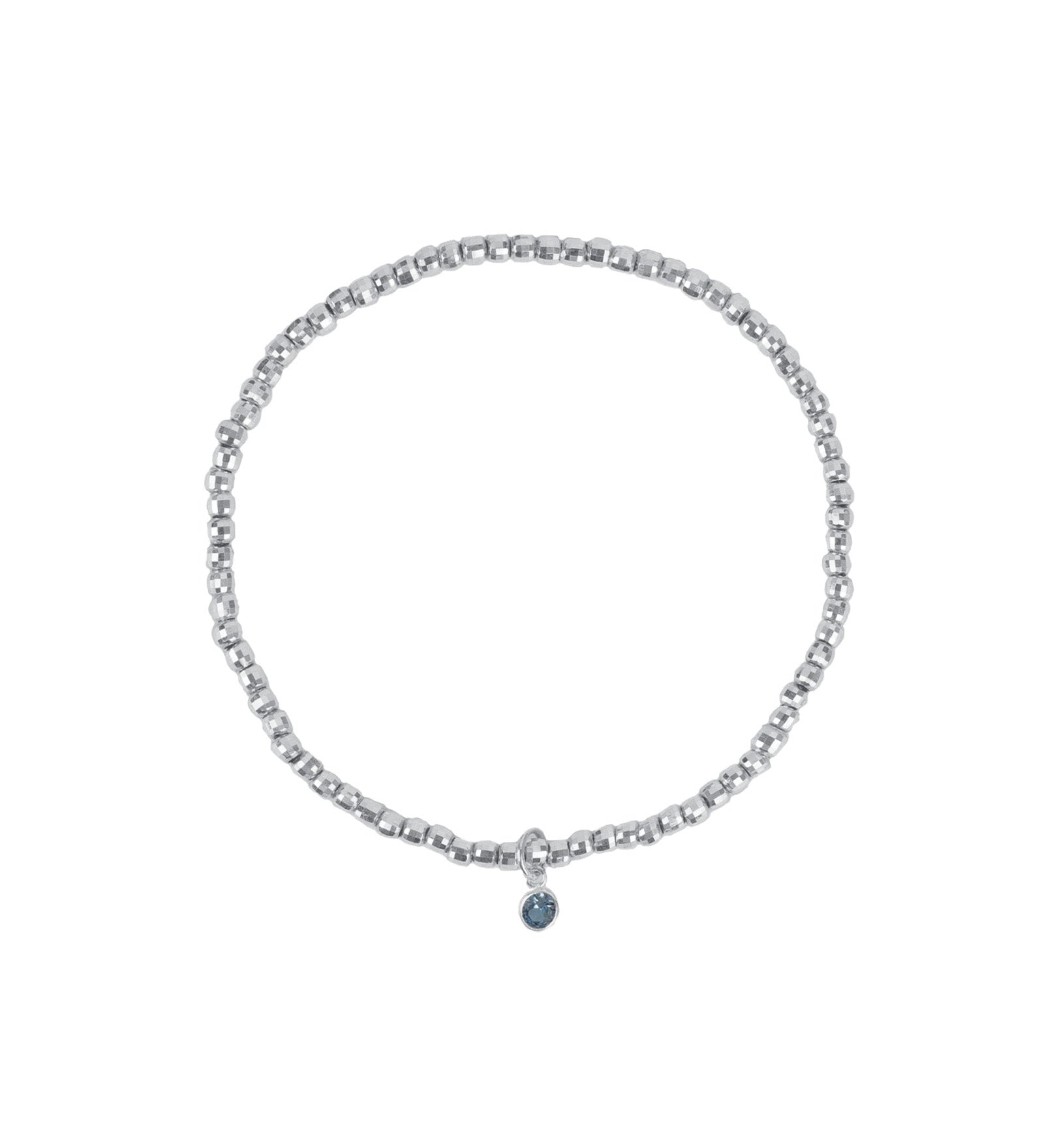 Cause We Care-Mirror Beaded Bezel Bracelet | 2.5mm-Bracelets-Sterling Silver, Light Blue Spinel-Blue Ruby Jewellery-Vancouver Canada