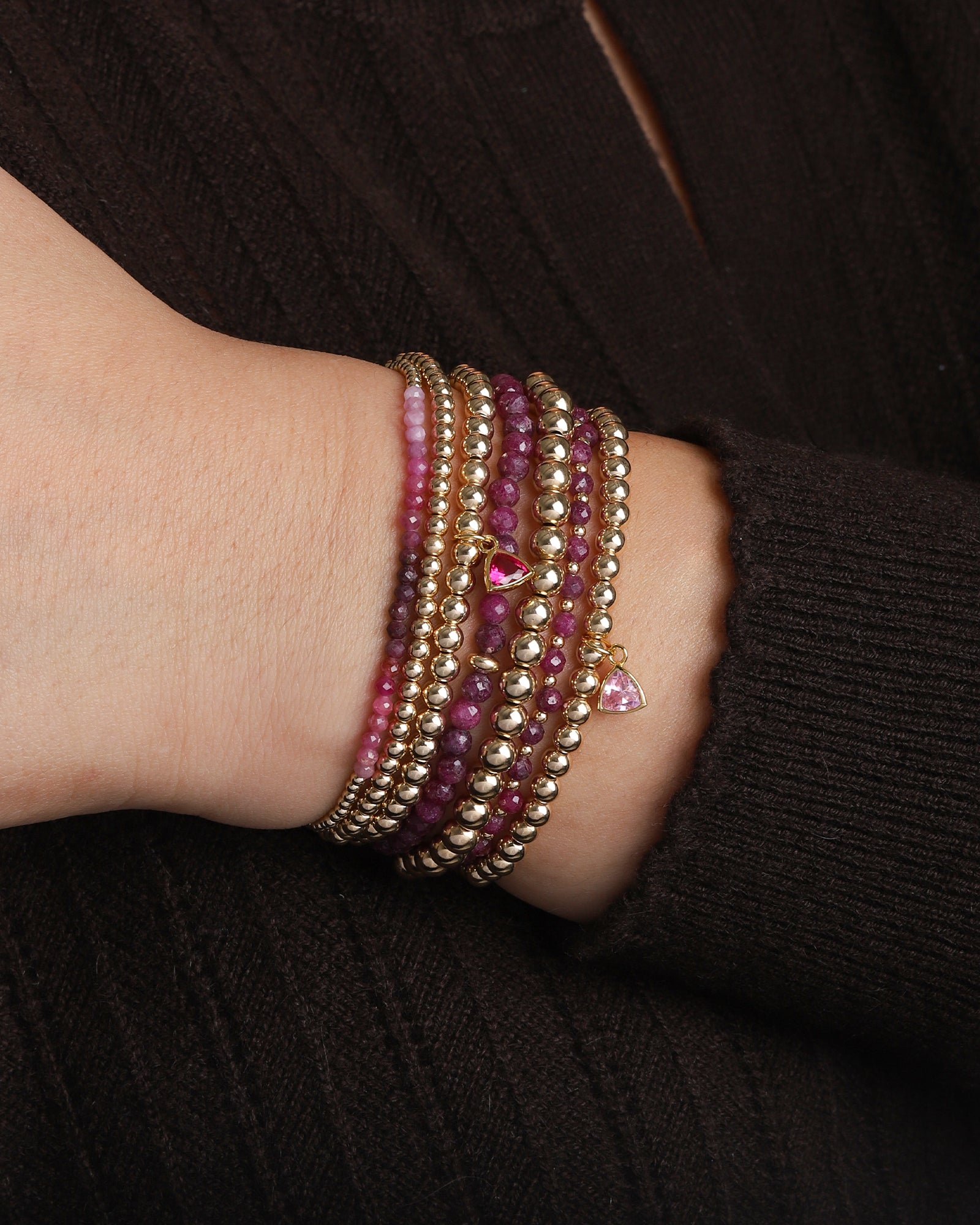 Cause We Care-Stone Saucer Beaded Bracelet | 4mm-Bracelets-Blue Ruby Jewellery-Vancouver Canada