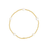 Small Beaded Station Pearl Bracelet | 2mm 14k Gold Filled, White Pearl