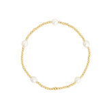 Small Beaded Station Pearl Bracelet | 2mm 14k Gold Filled, White Pearl