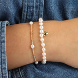 Small Pearl Miyuki Heart Drop Bracelet 14k Gold Filled, White Pearl