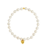 Small Pearl Miyuki Heart Drop Bracelet 14k Gold Filled, White Pearl