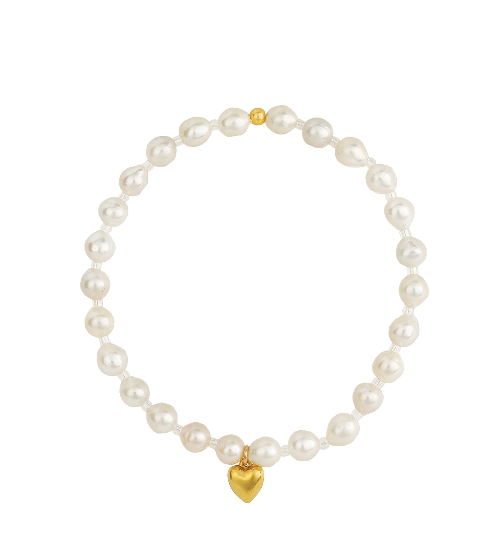 Small Pearl Miyuki Heart Drop Bracelet 14k Gold Filled, White Pearl