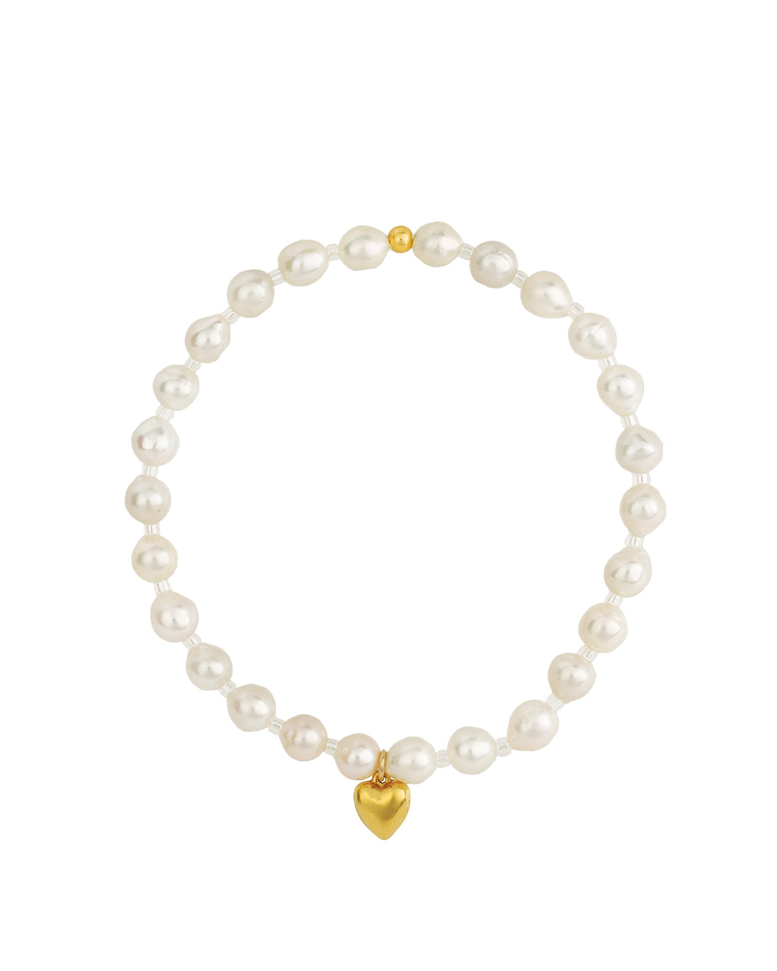 Small Pearl Miyuki Heart Drop Bracelet 14k Gold Filled, White Pearl