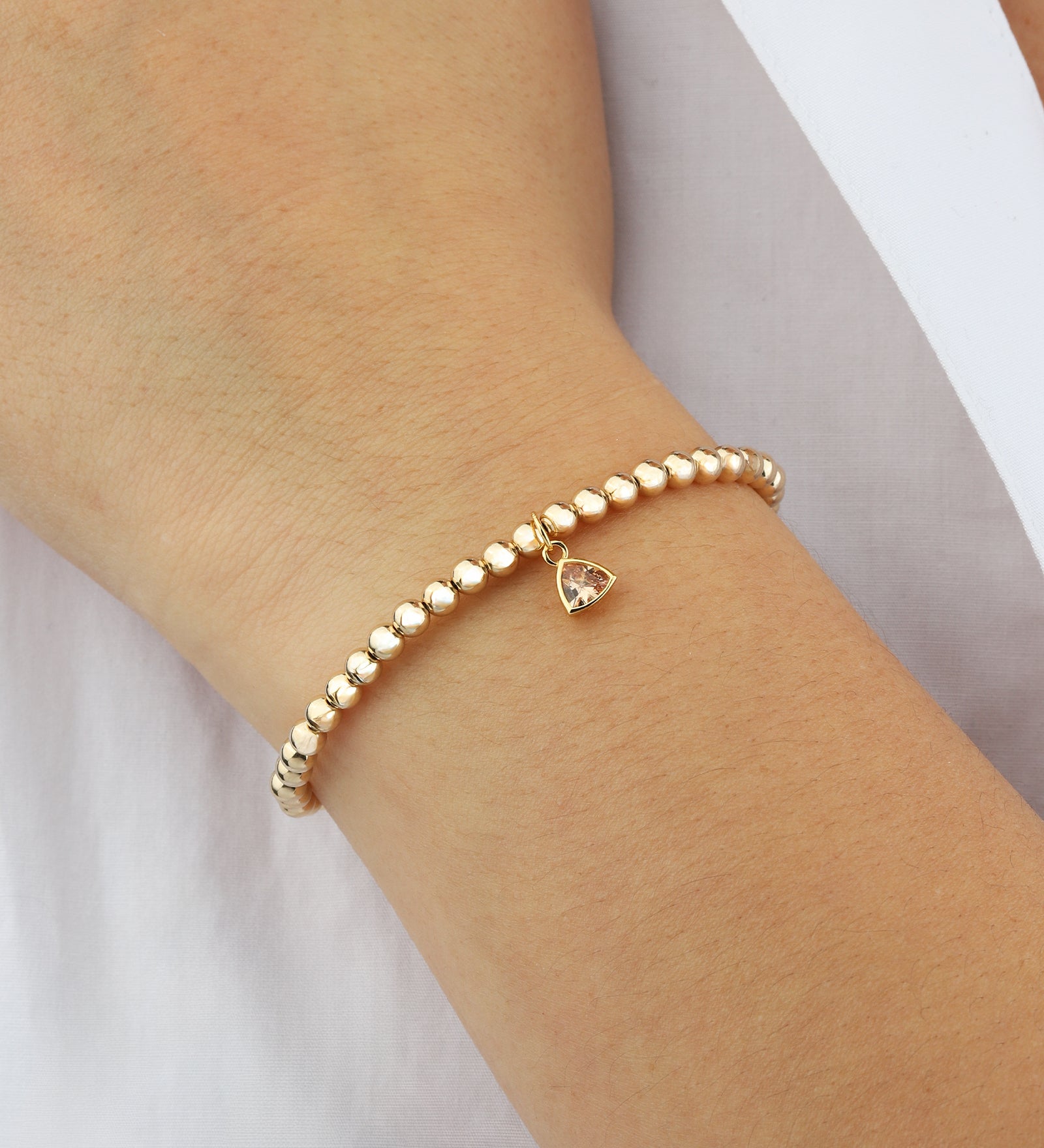 Triangle Charm Bracelet Gold, Champagne  Cubic Zirconia