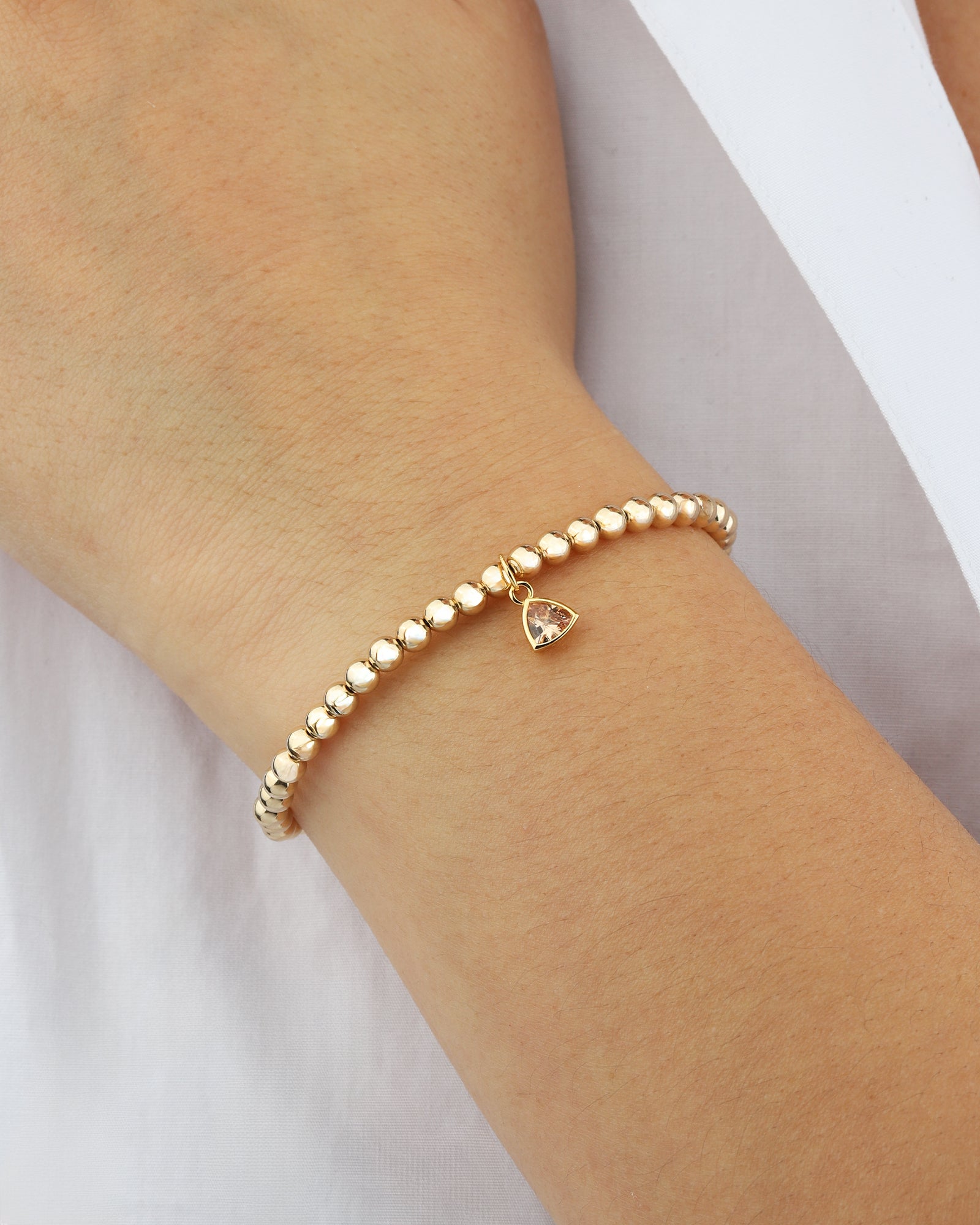 Triangle Charm Bracelet Gold, Champagne  Cubic Zirconia