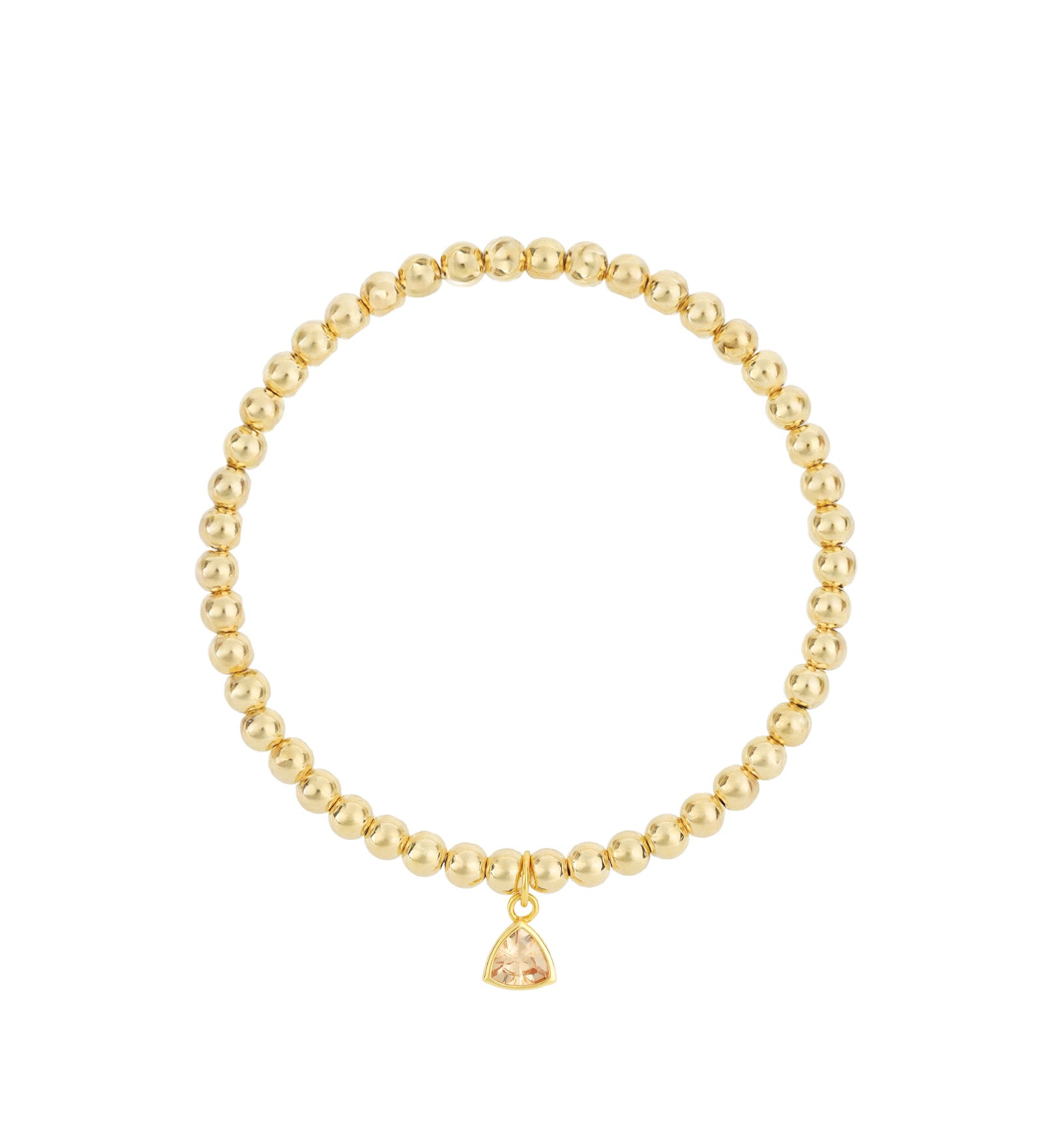 Triangle Charm Bracelet Gold, Champagne  Cubic Zirconia