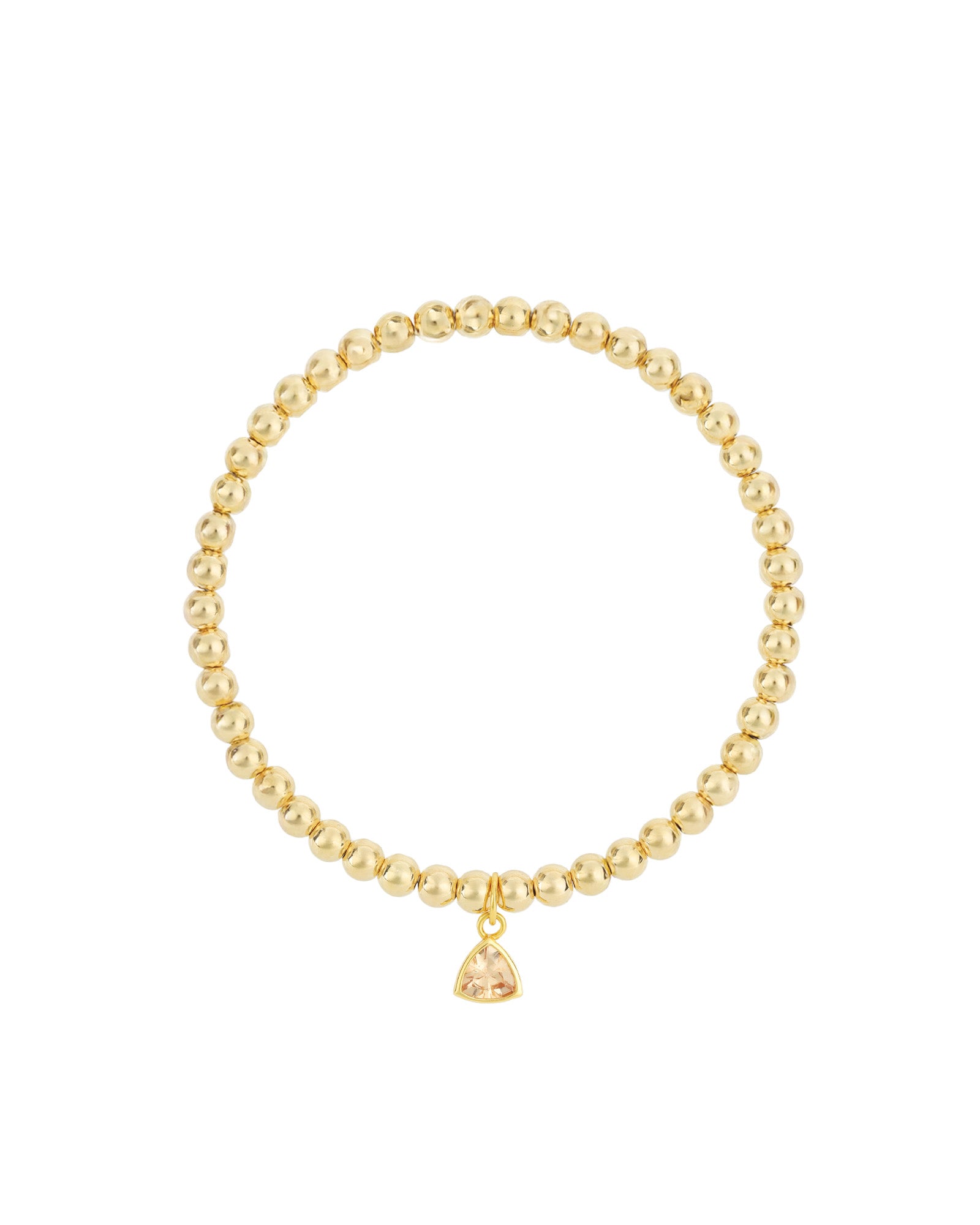 Triangle Charm Bracelet Gold, Champagne  Cubic Zirconia