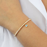 Triangle Charm Bracelet Gold, Sky Blue Cubic Zirconia
