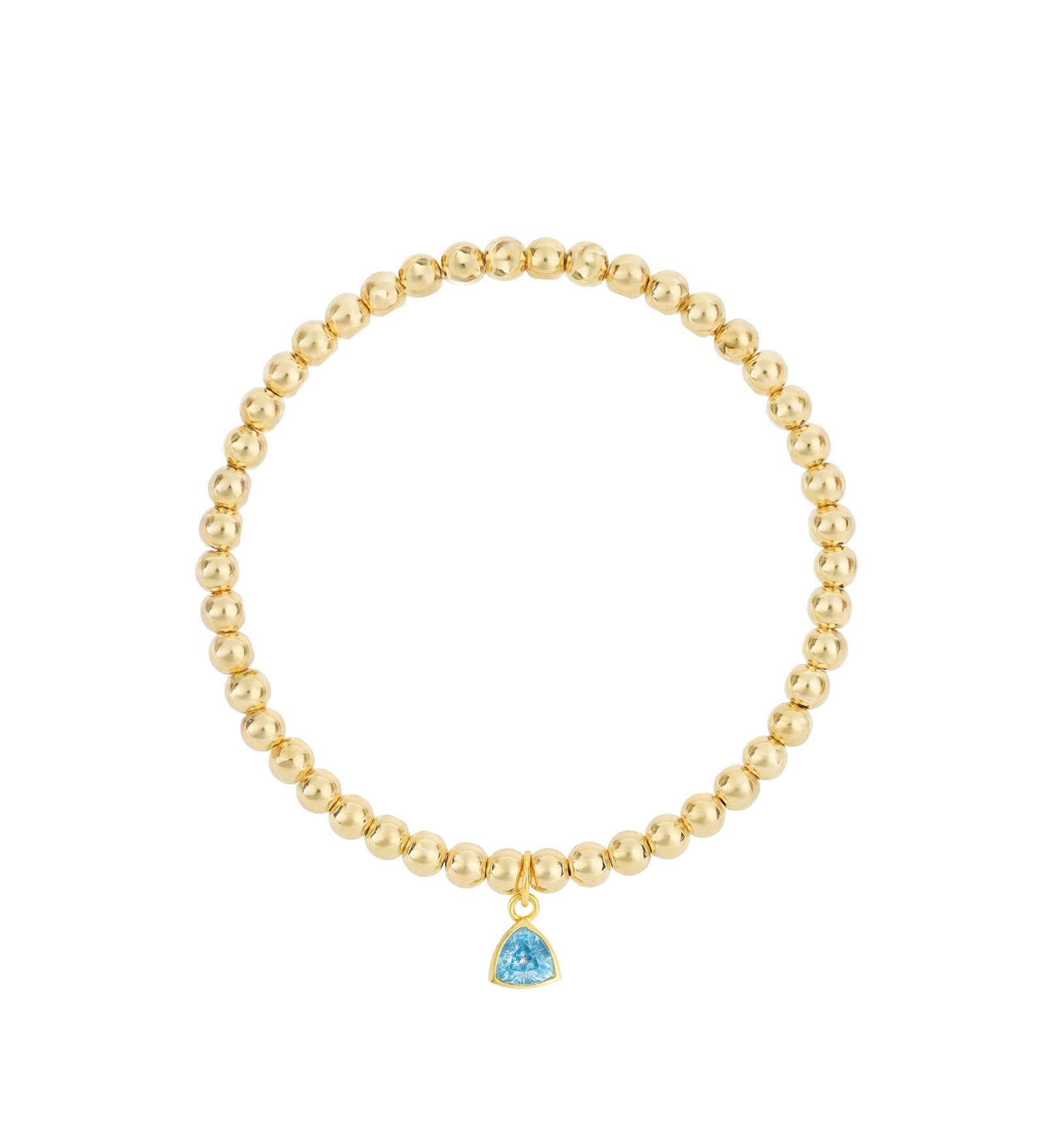 Triangle Charm Bracelet Gold, Sky Blue Cubic Zirconia