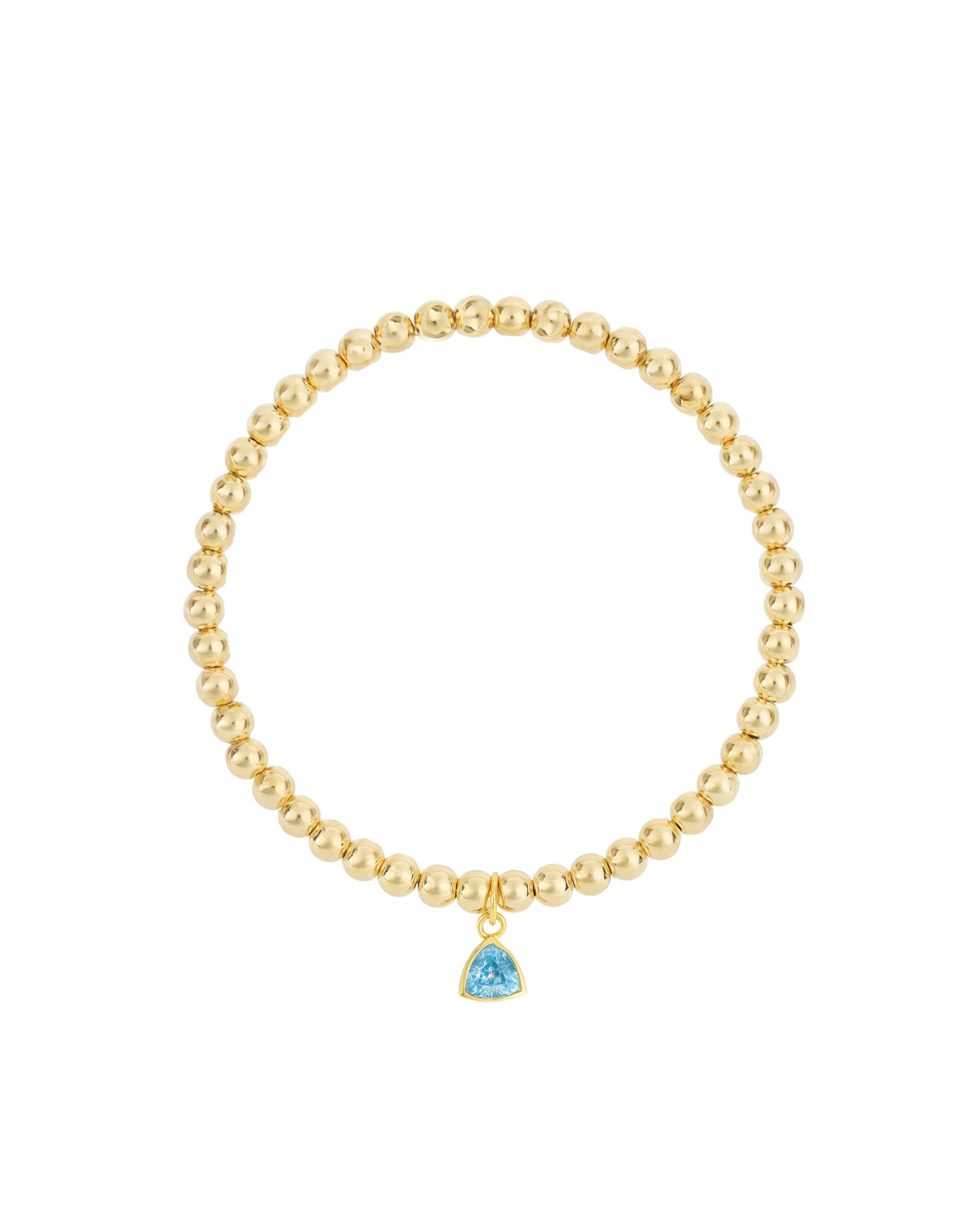 Triangle Charm Bracelet Gold, Sky Blue Cubic Zirconia