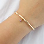Triangle Charm Bracelet Gold, Pink Cubic Zirconia