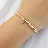 Triangle Charm Bracelet Gold, Pink Cubic Zirconia