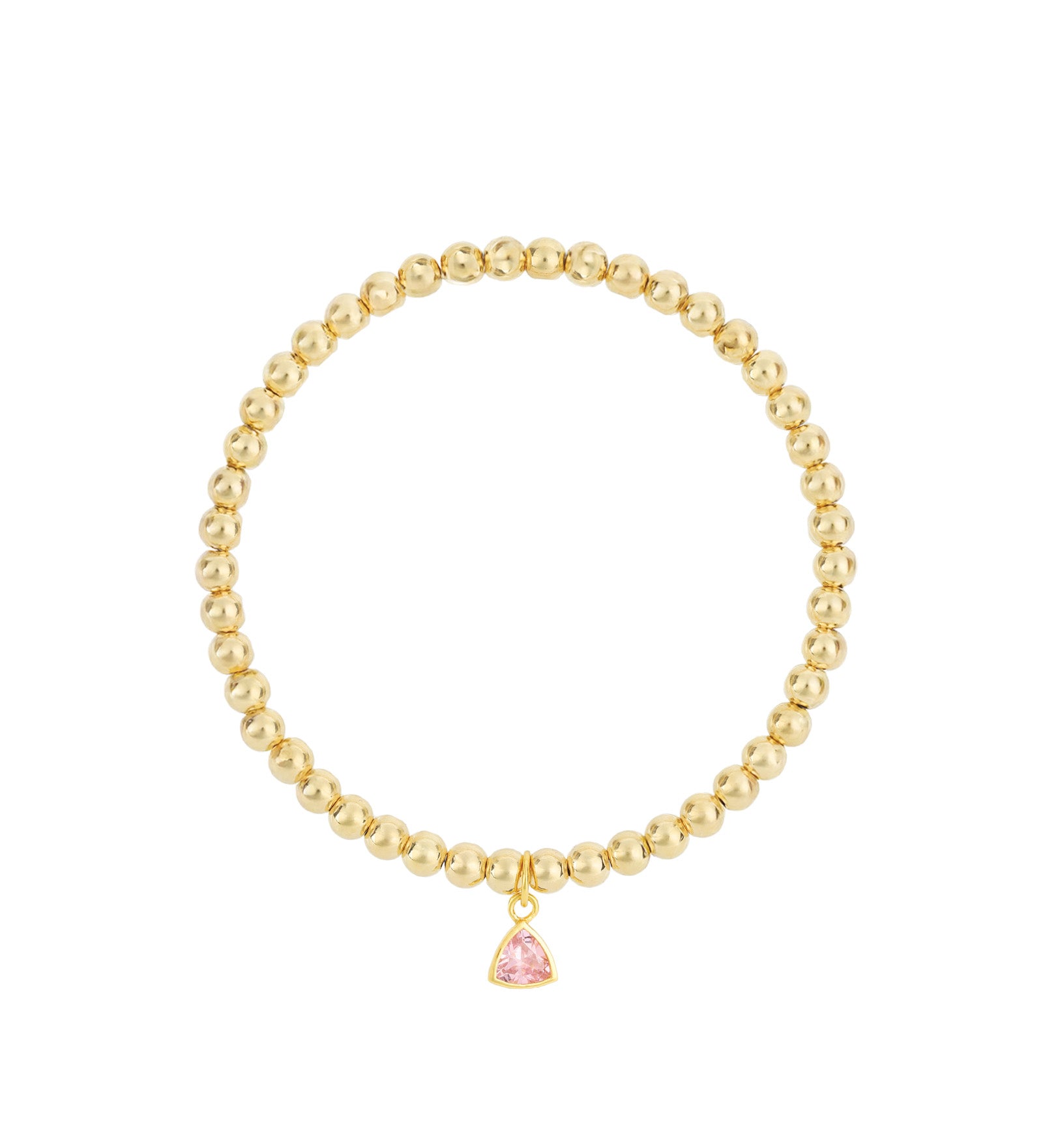 Triangle Charm Bracelet Gold, Pink Cubic Zirconia
