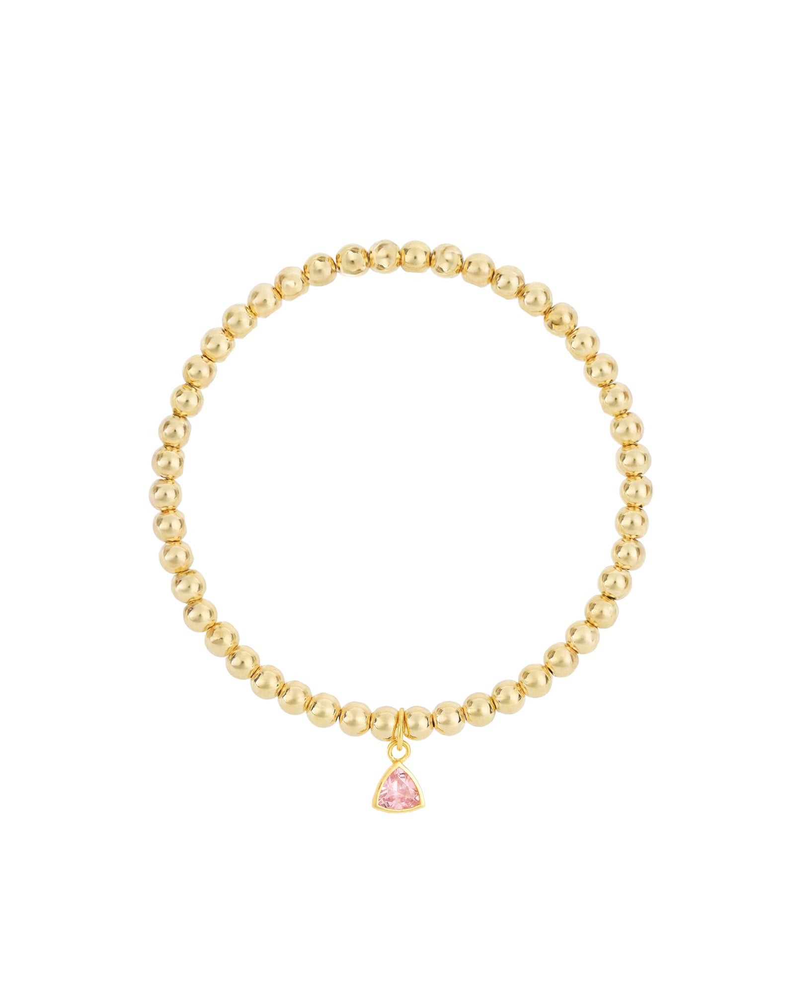 Triangle Charm Bracelet Gold, Pink Cubic Zirconia