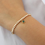 Triangle Charm Bracelet Gold, Emerald Cubic Zirconia