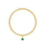Triangle Charm Bracelet Gold, Emerald Cubic Zirconia