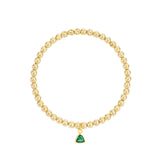 Triangle Charm Bracelet Gold, Emerald Cubic Zirconia