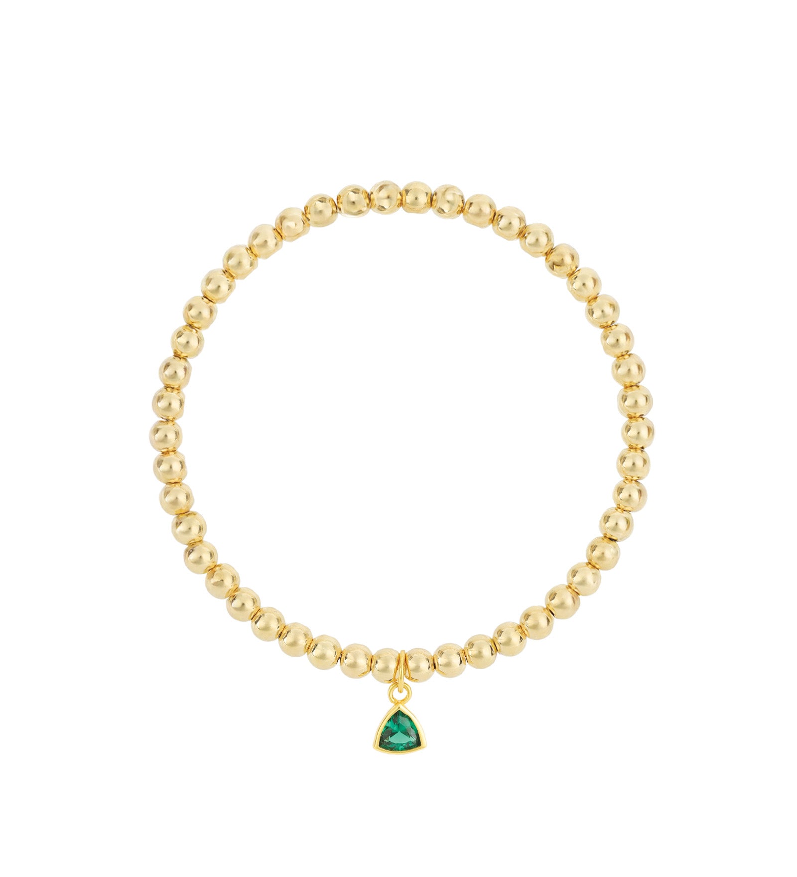 Triangle Charm Bracelet Gold, Emerald Cubic Zirconia