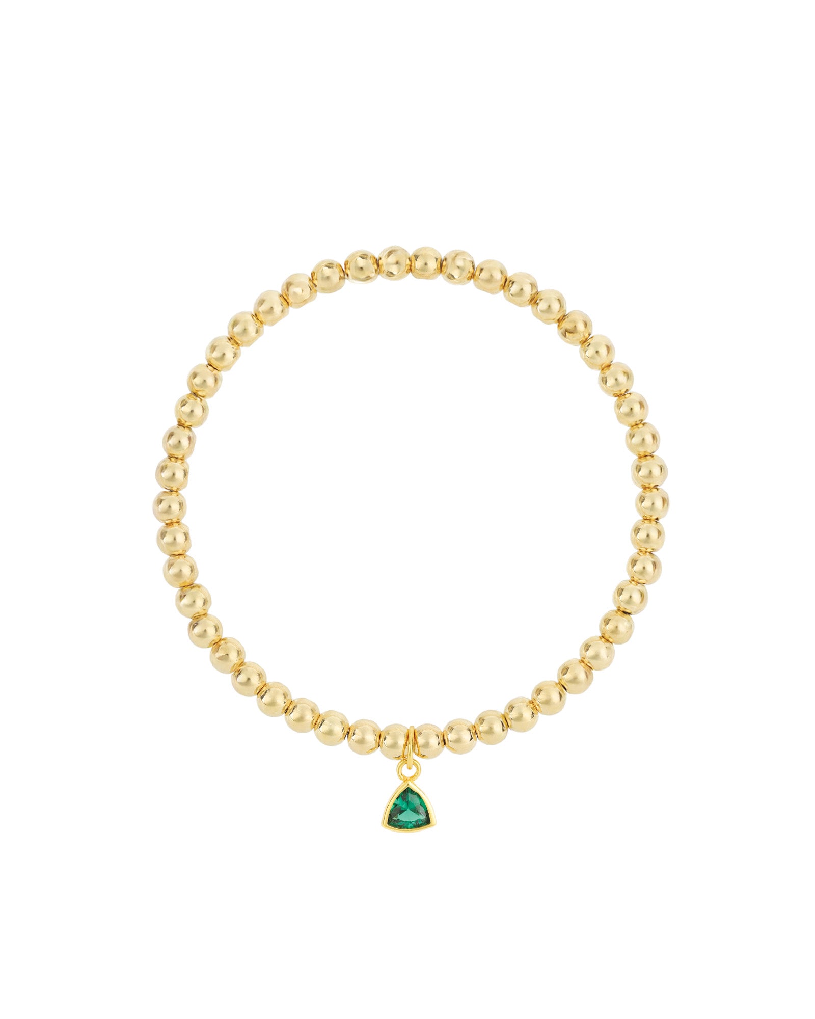 Triangle Charm Bracelet Gold, Emerald Cubic Zirconia