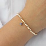 Triangle Charm Bracelet Gold, Purple Cubic Zirconia