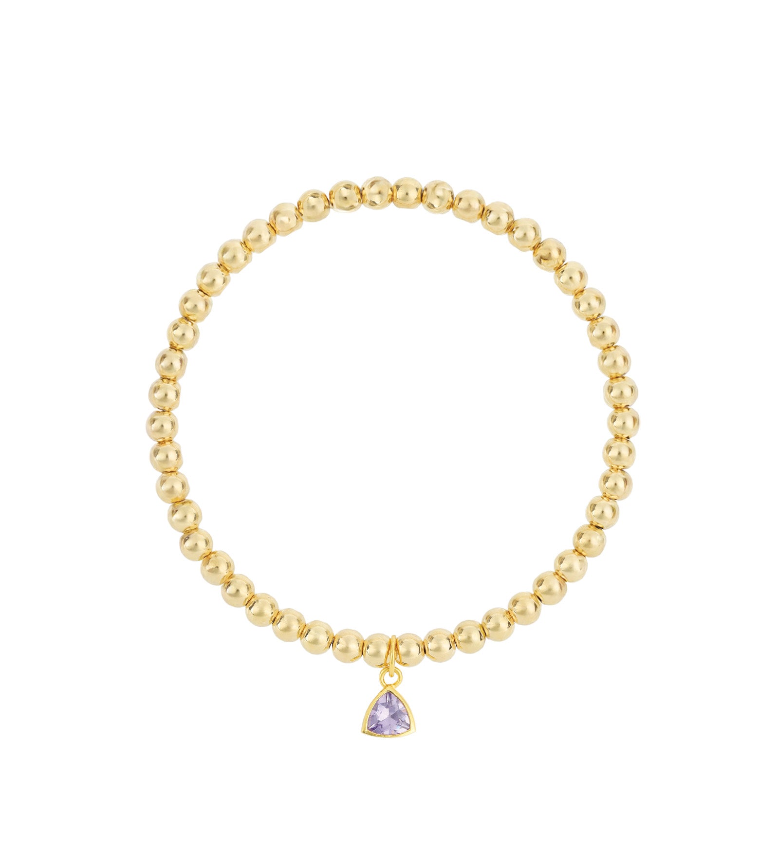 Triangle Charm Bracelet Gold, Purple Cubic Zirconia