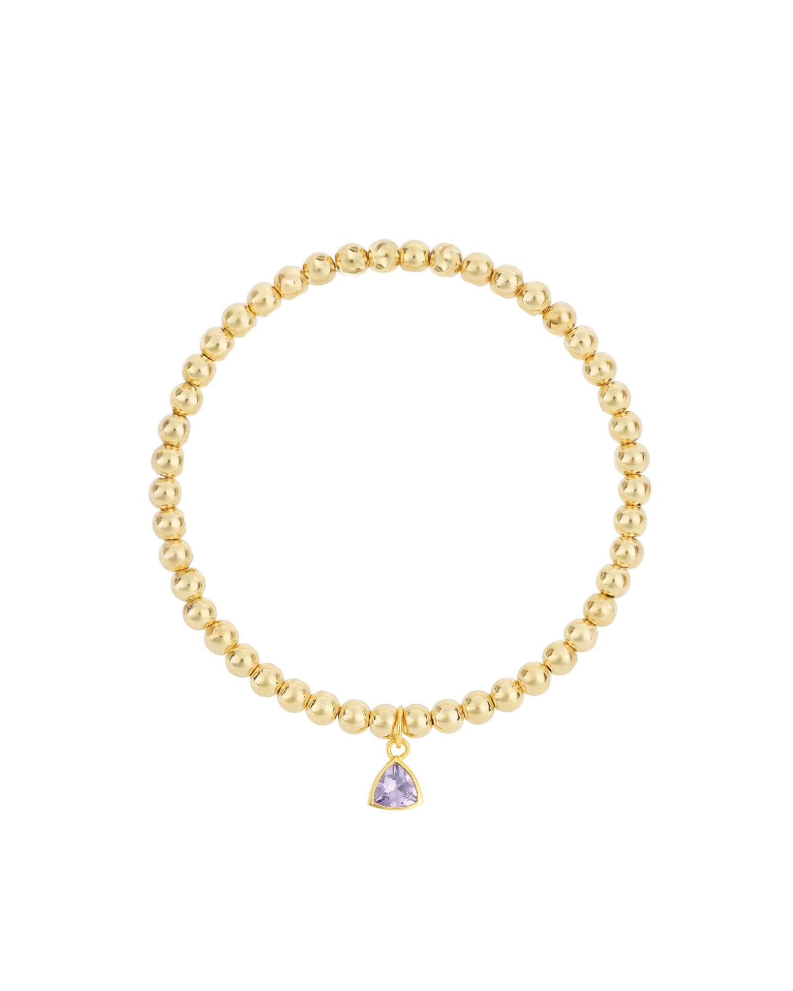 Triangle Charm Bracelet Gold, Purple Cubic Zirconia