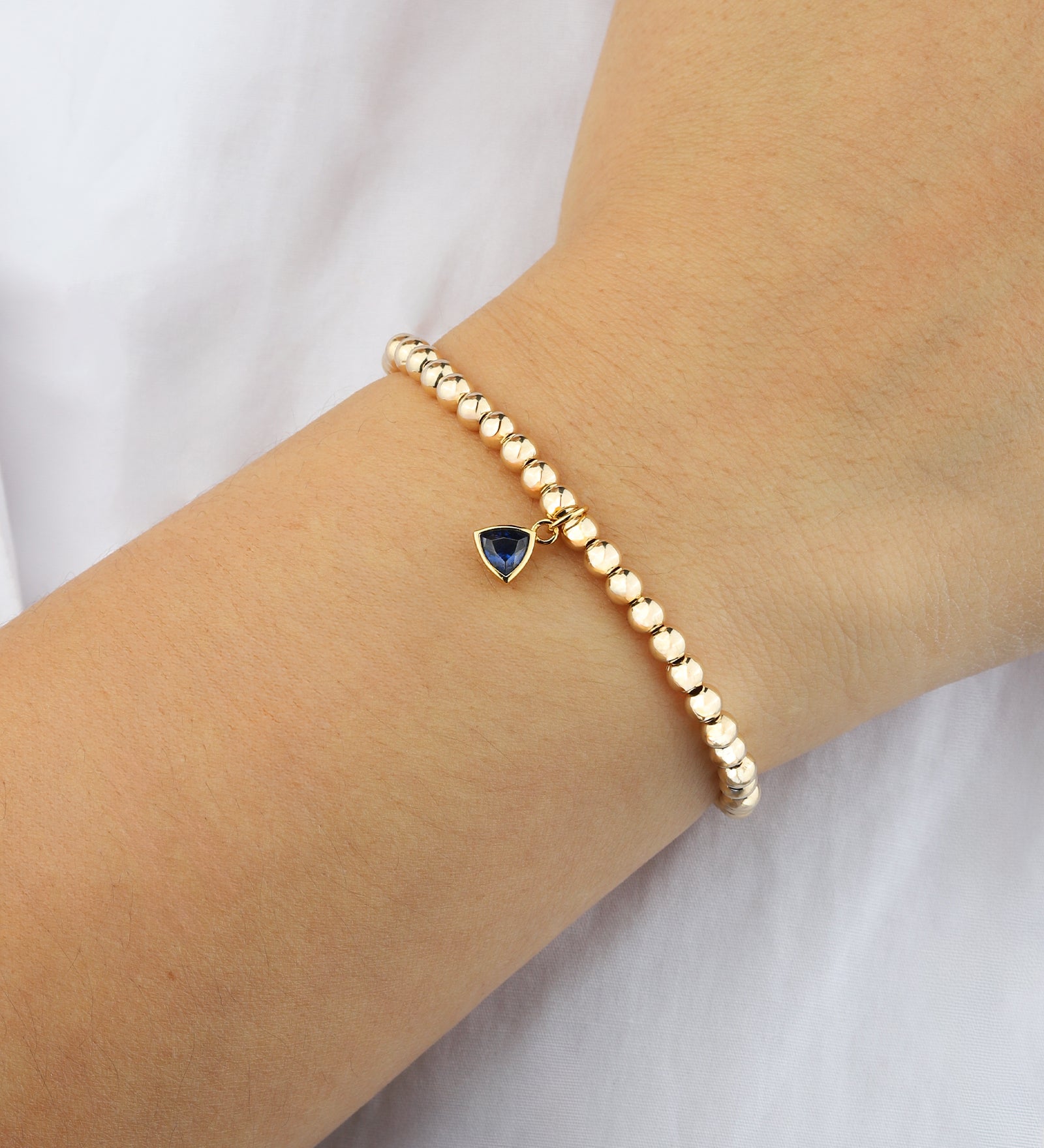 Triangle Charm Bracelet Gold, Navy Blue Cubic Zirconia