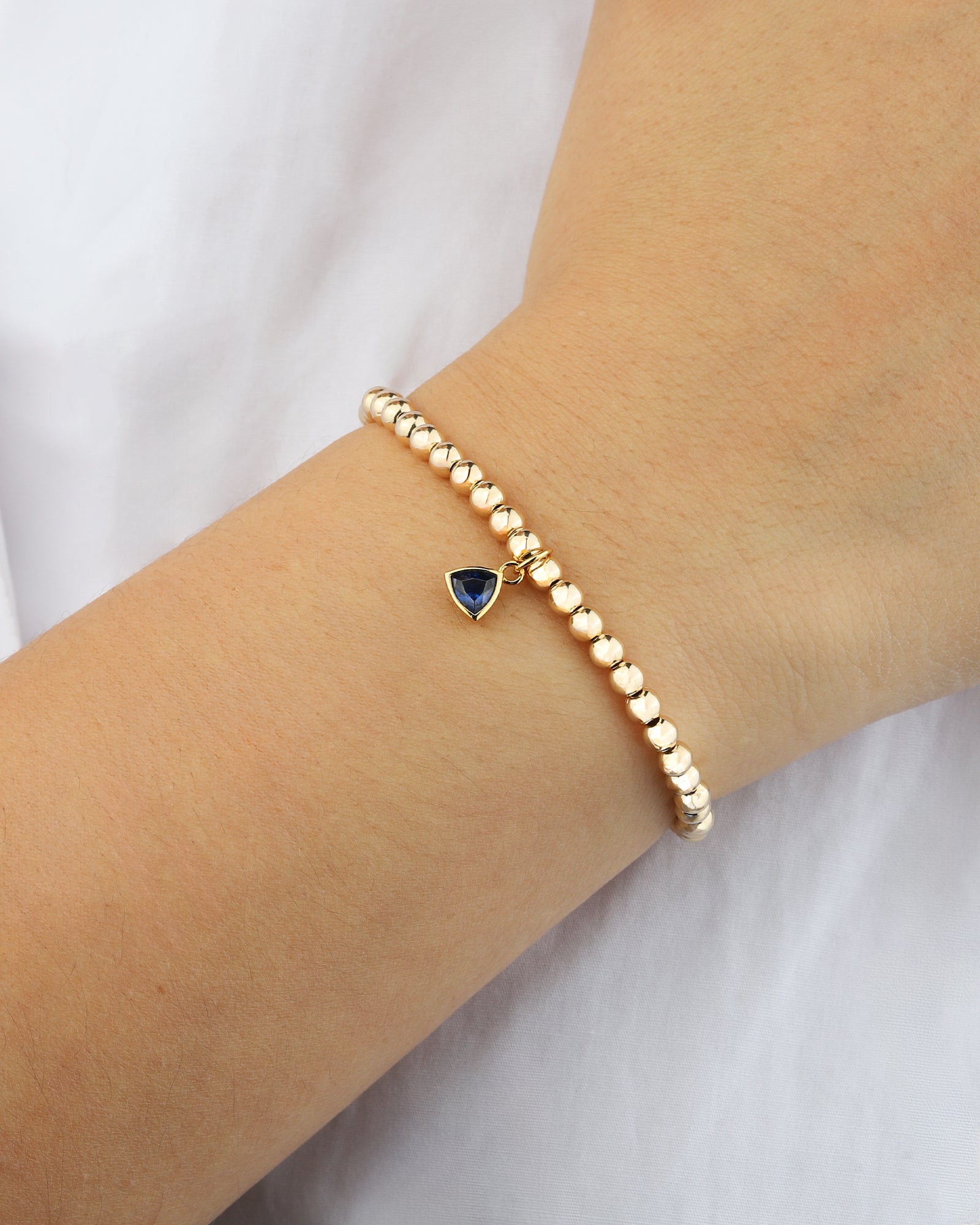 Triangle Charm Bracelet Gold, Navy Blue Cubic Zirconia