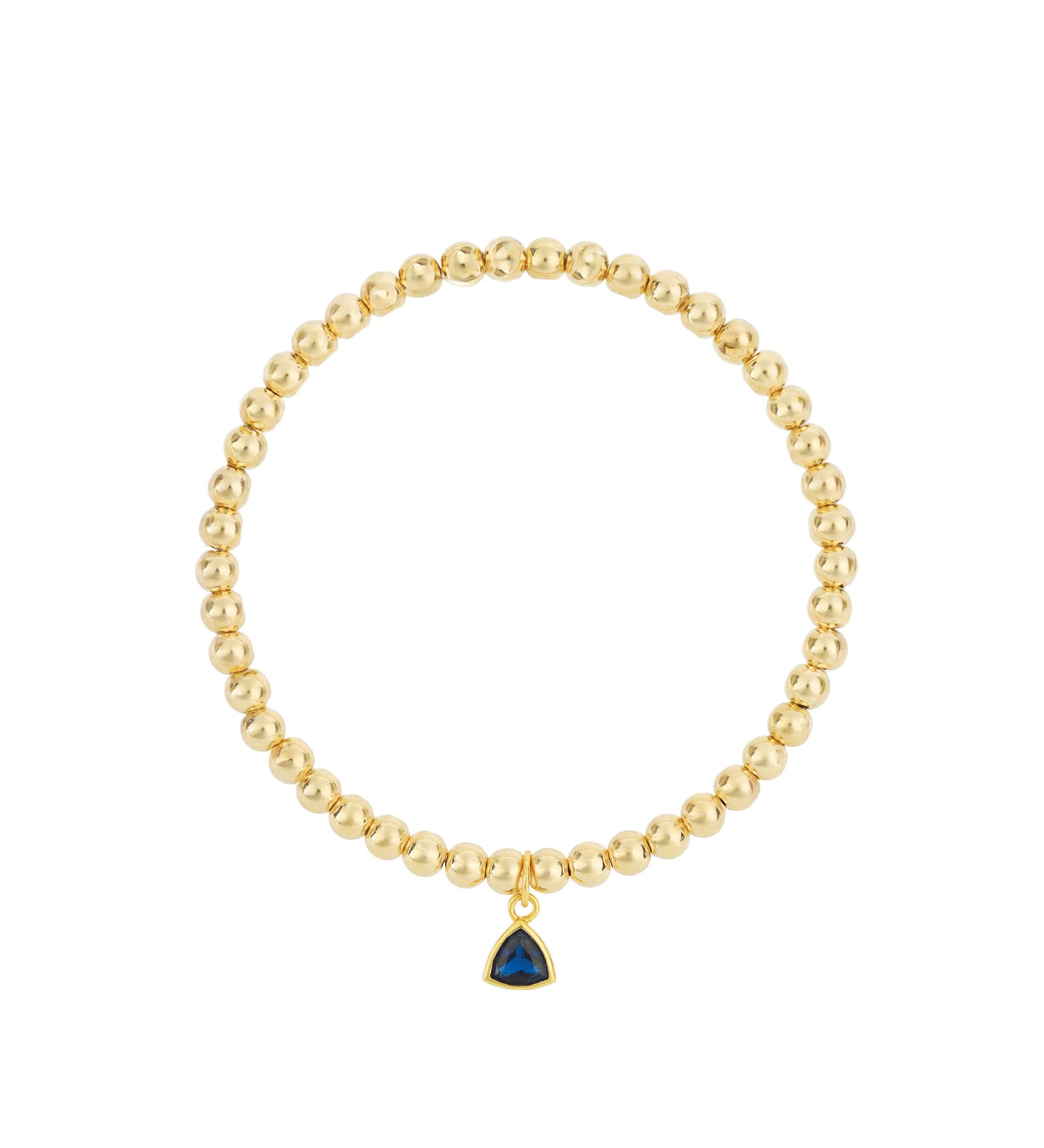 Triangle Charm Bracelet Gold, Navy Blue Cubic Zirconia