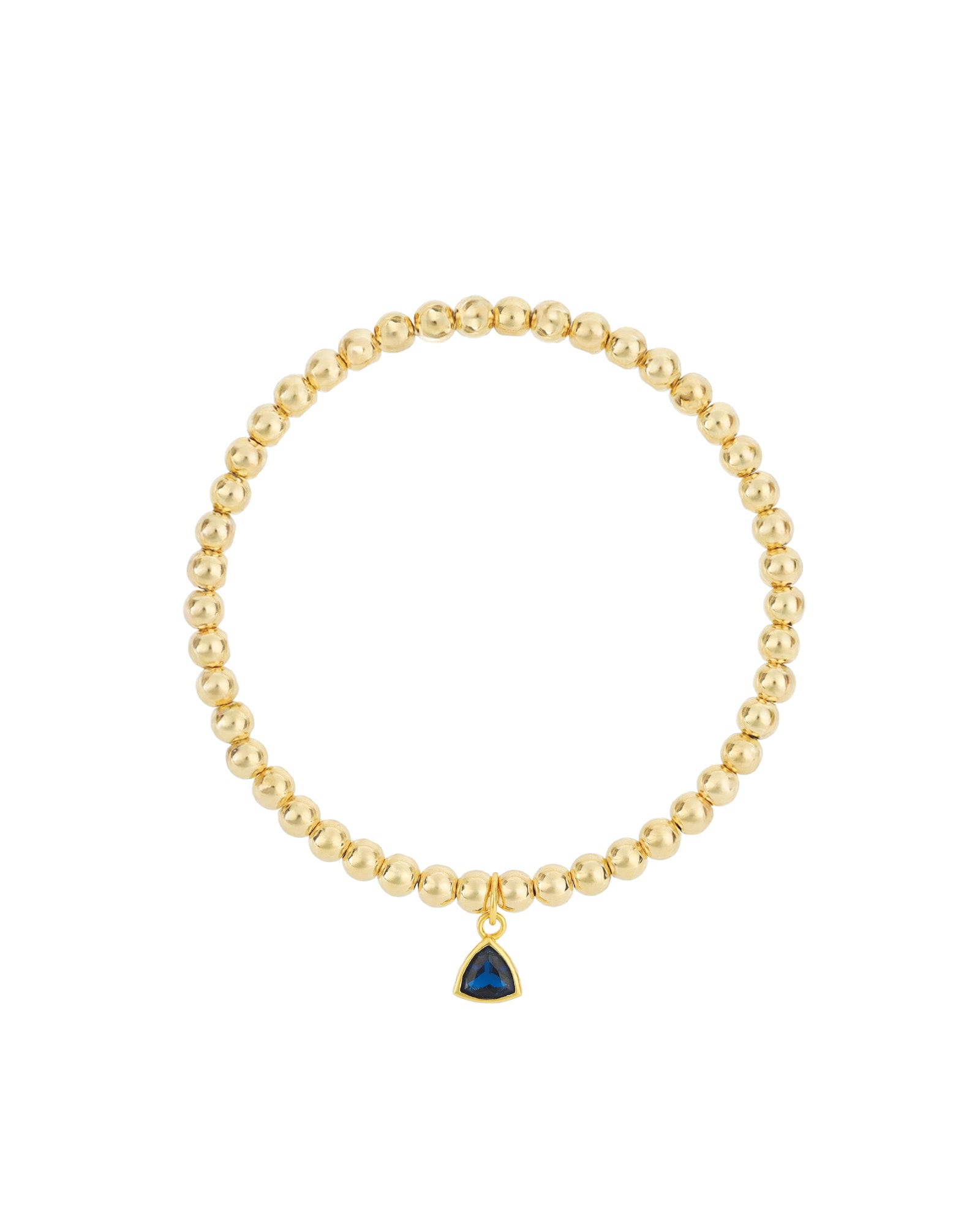 Triangle Charm Bracelet Gold, Navy Blue Cubic Zirconia