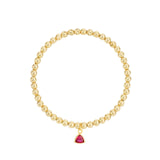 Triangle Charm Bracelet Gold, Red Cubic Zirconia